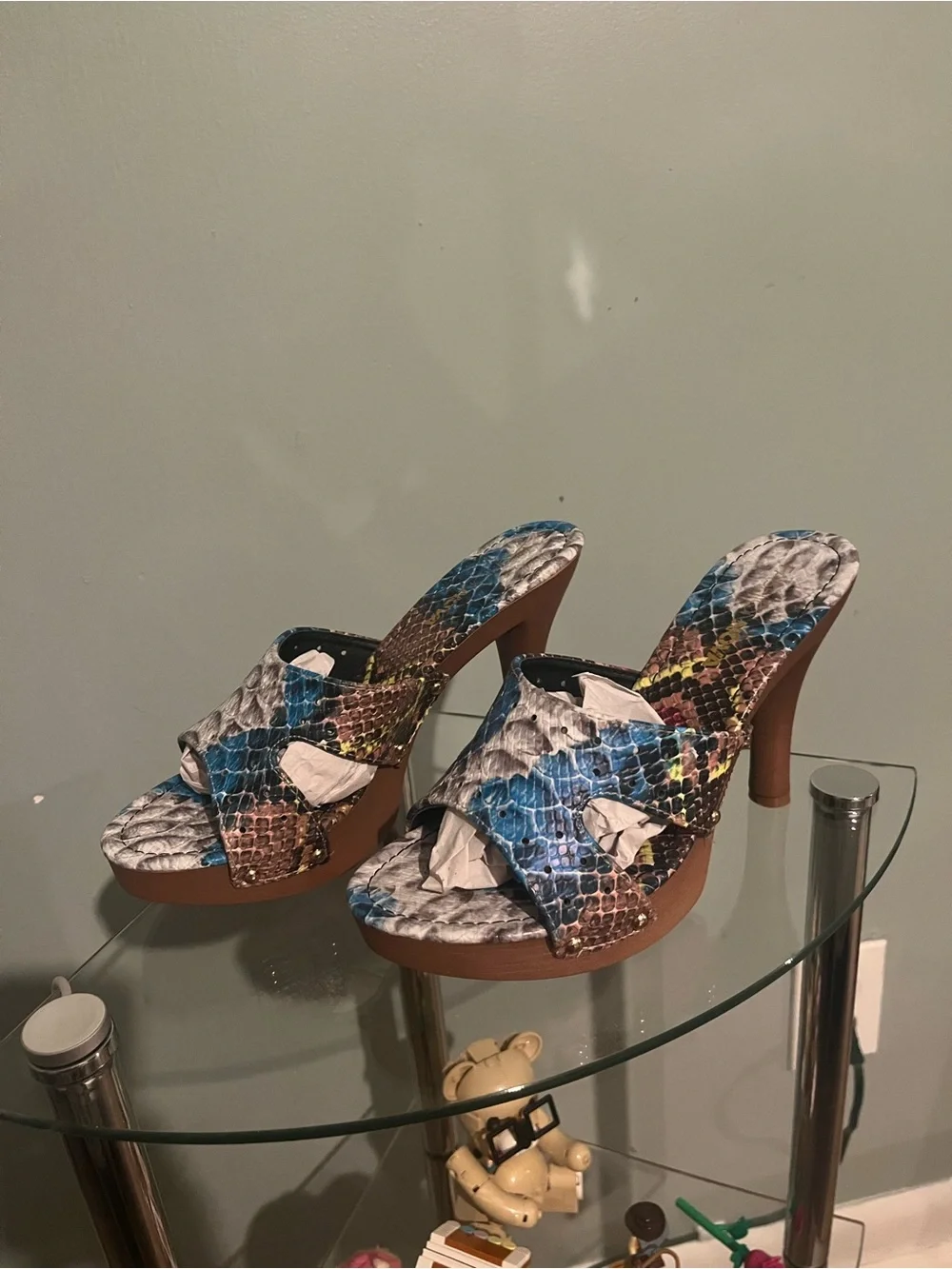 Women’s Multicolor Snake-Print High Heel Slide